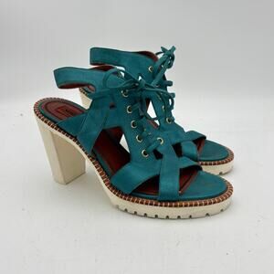 Missoni Lace Suede Sandals Block Gladiator Heel Shoes Women's 40 US 10